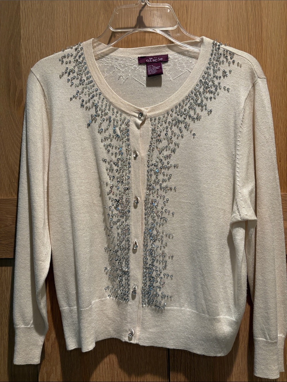 Orciani Cream Beaded Button-Front Women's Cardigan